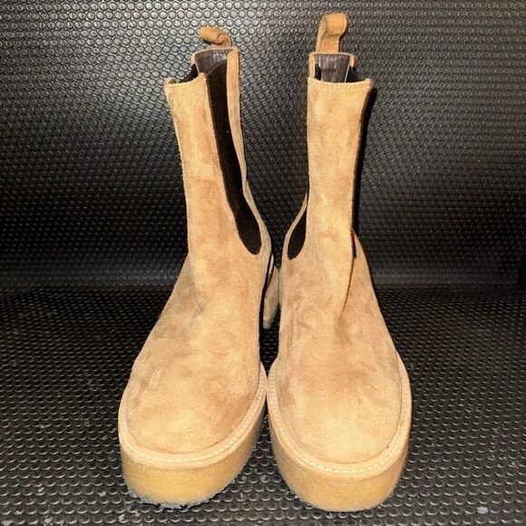 Frame La Canon Platform Brown Tan Chelsea Boot Bootie Chamois Womens Size 8.5 40 - Picture 2 of 8